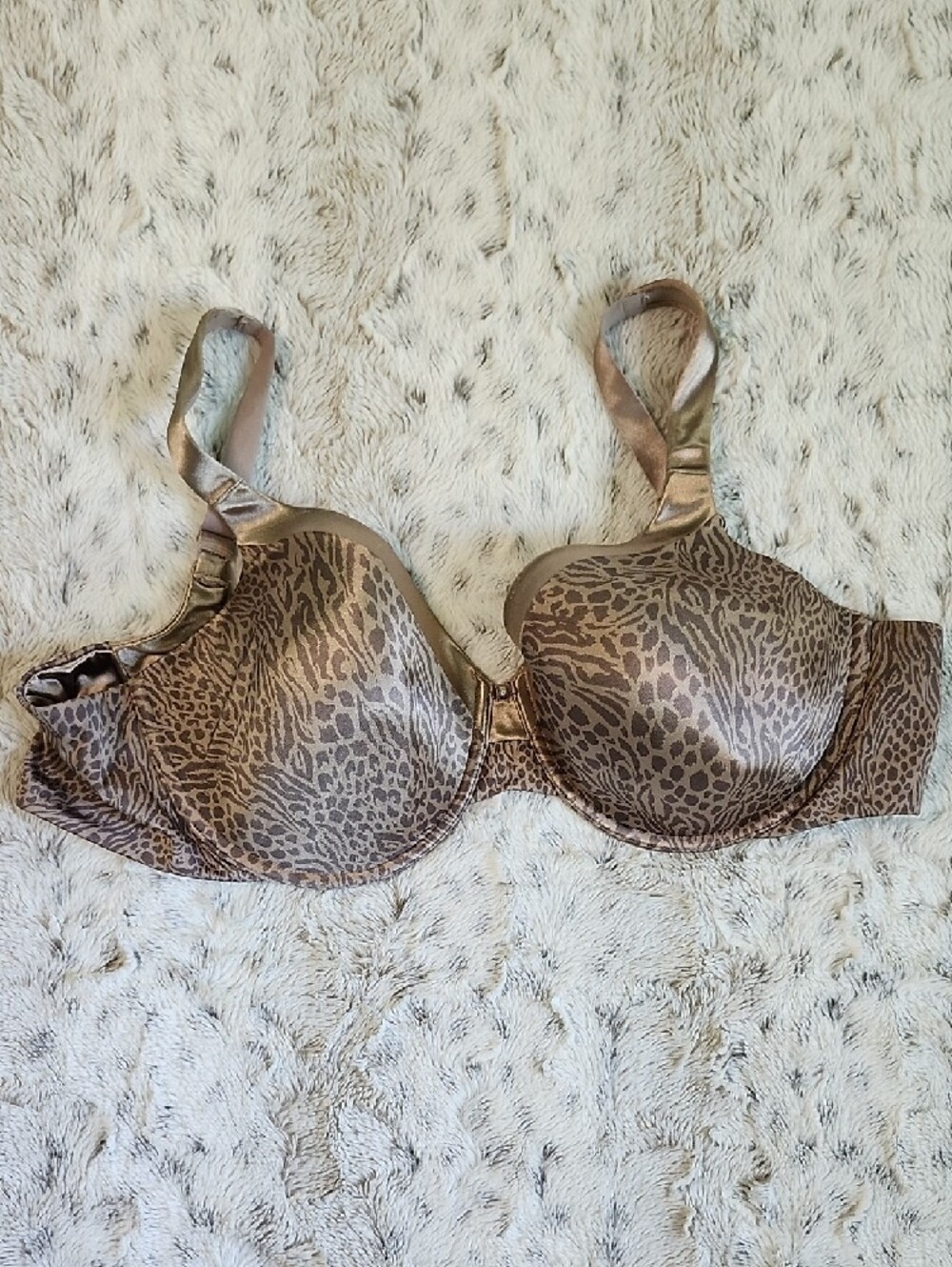 Vanity Fair  Leopard Satin Trim Comfort Underwire Bra 42D NEW